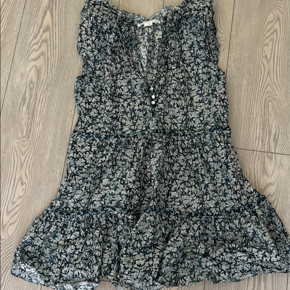 Veronica Beard blue and white ruffled tiered dress